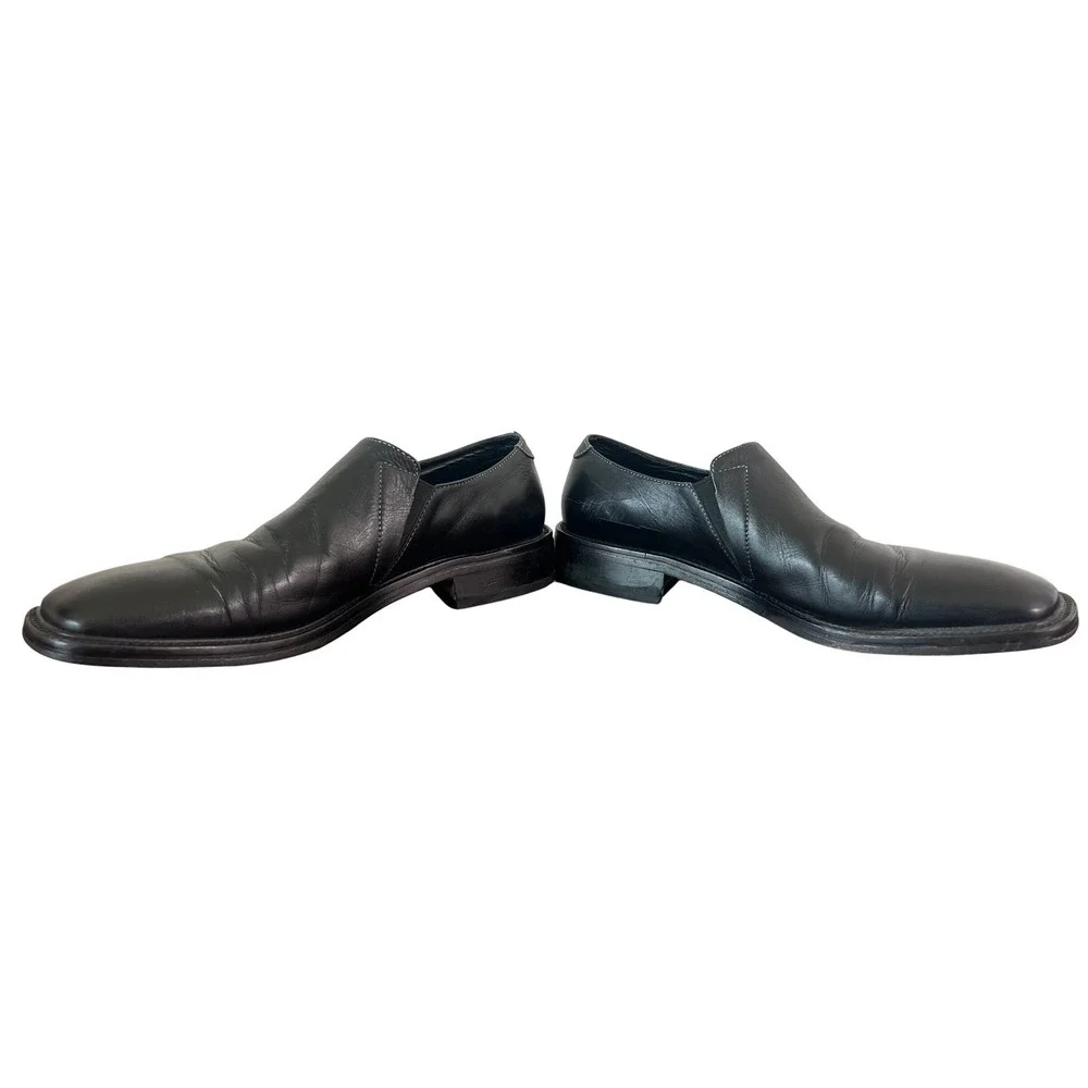 Gordon‎ Rush 51201 Mens Black Leather Square Toe Slip On Loafers Italy Size 9